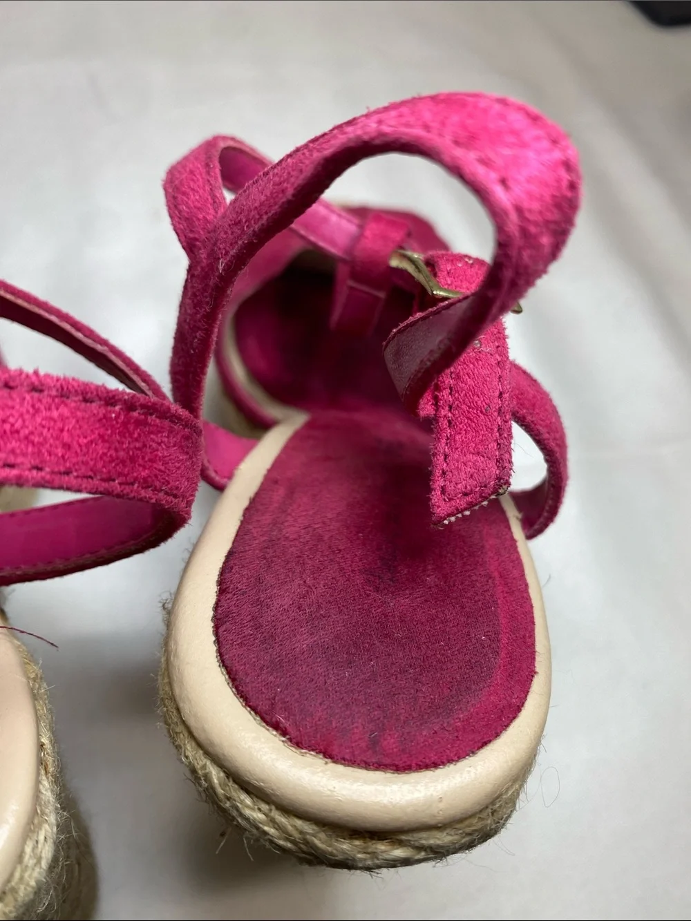 American Eagle Outfitters Fuchsia Suede Espadrille Wedges